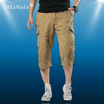 

5XL Male Outdoor Sports Shorts Multi Pocket Loose Zipper Breeches Plus Size Short Pant Casual Cotton Long Mens Cargo Shorts