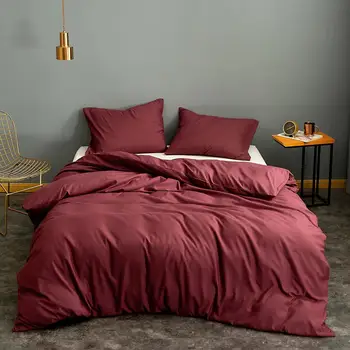 

28 1pc Duvet Cover200*220 Solid Wine Red Color Queen Size funda de edredon Queen Size Double Bedding Comforter Covers