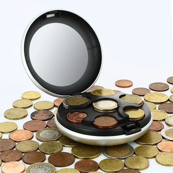 Евро, доллар коробка для монет диспенсер для монет кошелек держатели для кошельков органайзер для хранения денег 10 цветов Алюминиевый сплав диспенсер для монет