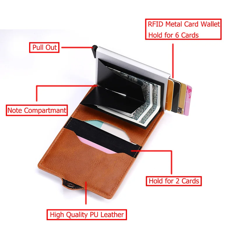 New Anti-theft RFID Credit Card Holder Wallet with Zipper Coin Pocket Slim Men Women Hasp Leather Wallet with Money Clips Leather Wallet Wallet Card Holder Card Holder Credit Card Holder Credit Card Wallet Card Wallet