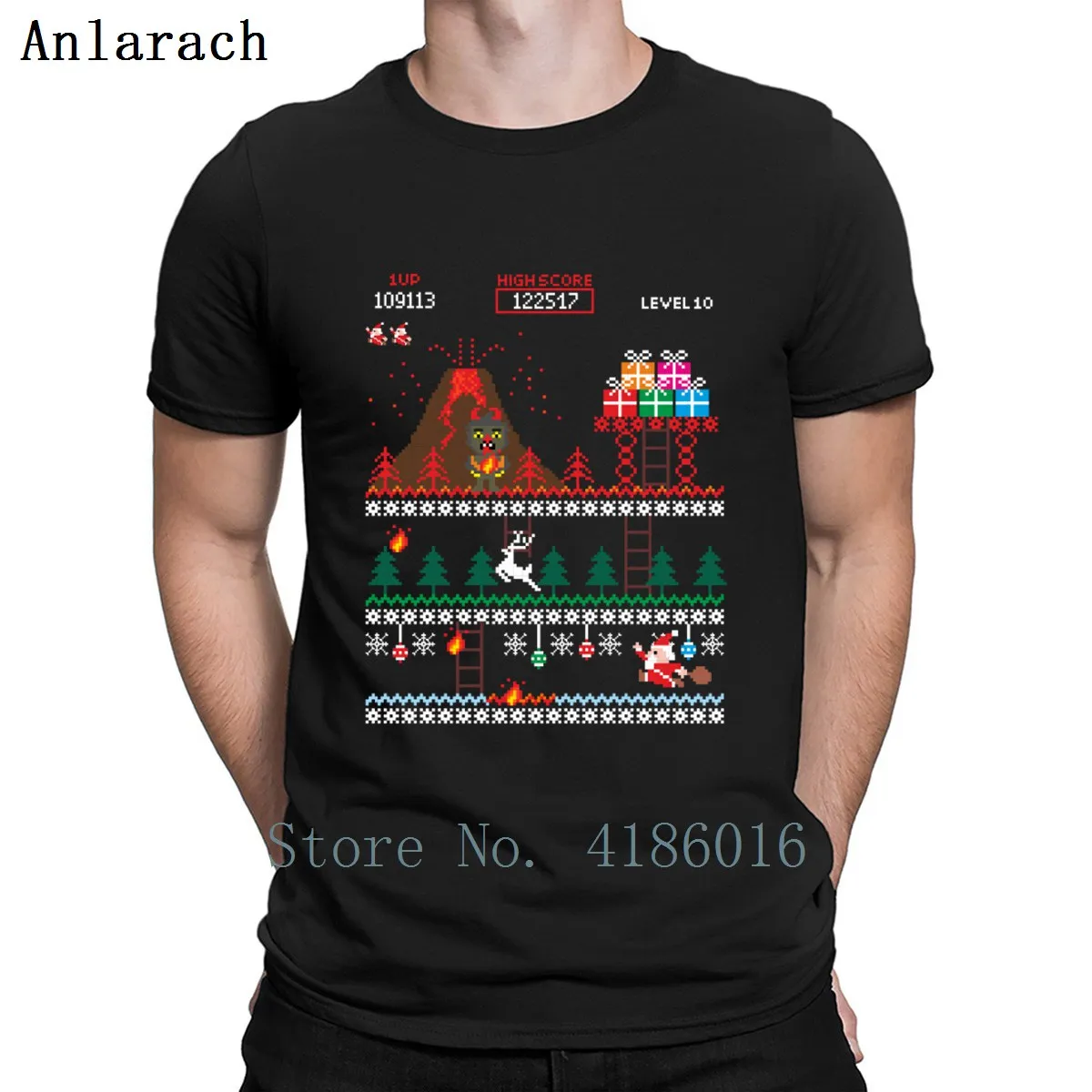 Санта Vs крампус Merry 8 Bit Рождество футболка дизайн дышащие весенние фотографии Графический S-4XL тонкая рубашка