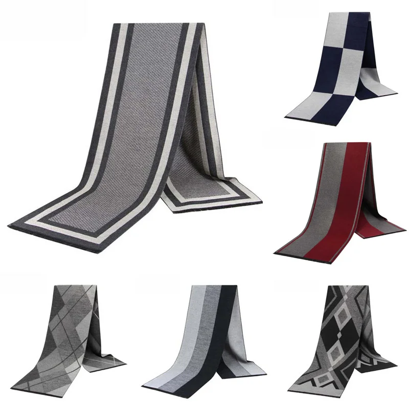 Новые модные мужские шарфы осень зима повседневный мужской теплый шарф