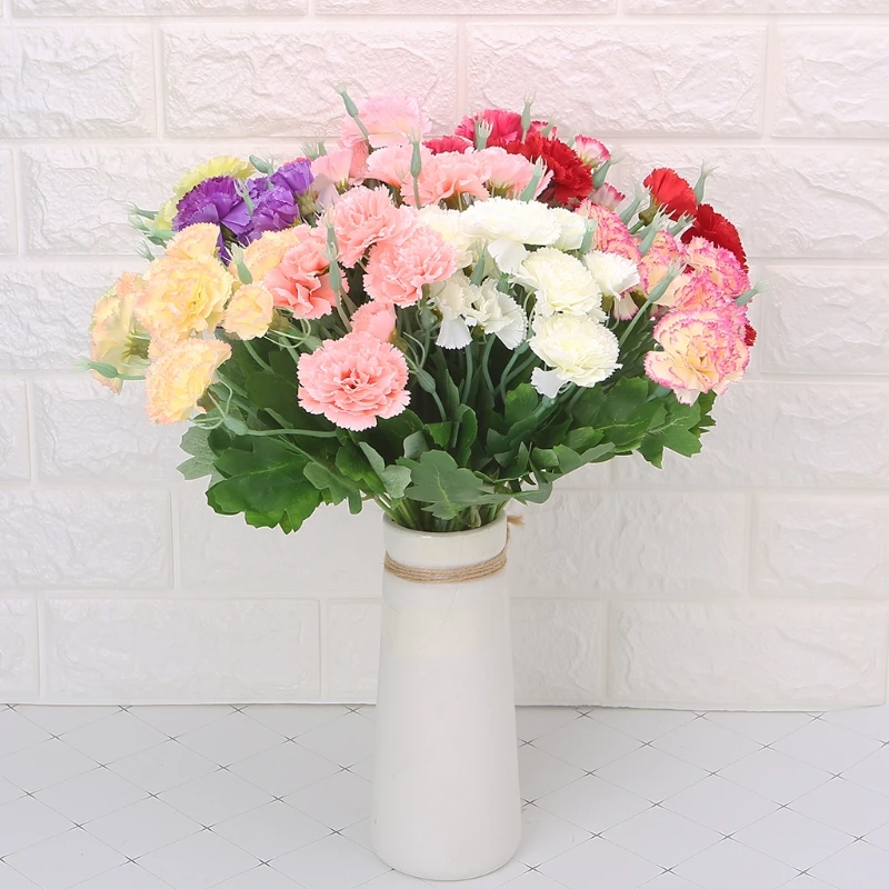 

Artificial flower 10 Head Artificial Flower Carnations Leaf Bouquet Home Room Wedding Garden Decor