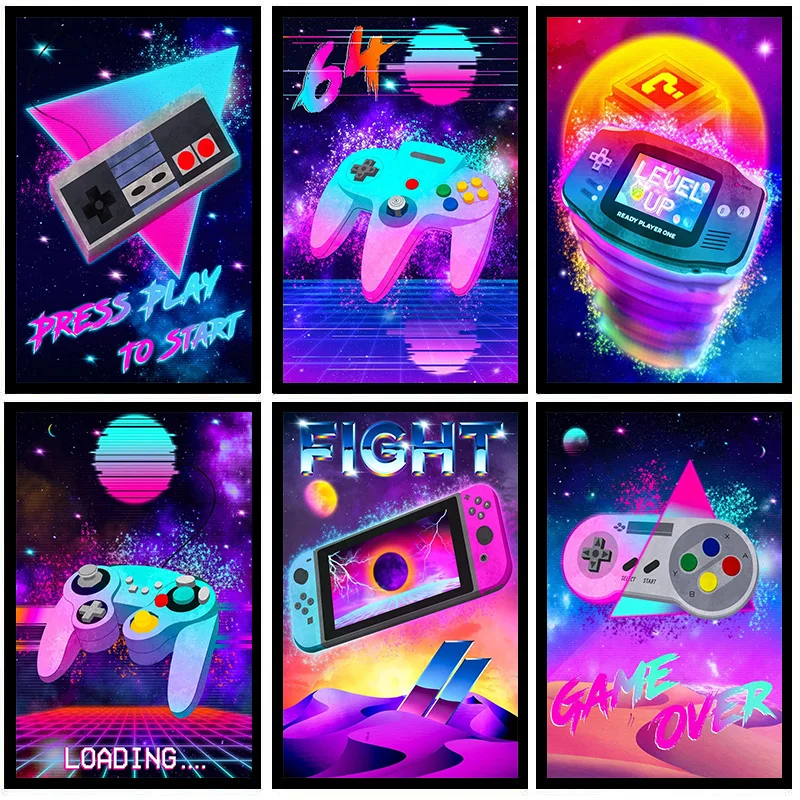 Nintendo Series Game Art Canvas Painting Gamepad Posters, 41 OFF