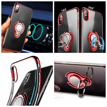 

Car Holder Metal Finger Ring Bracket Soft TPU Case For Iphone 11 Pro XR XS MAX X 8 7 6 Chromed Magnet Suction Stand Cover 100PCS