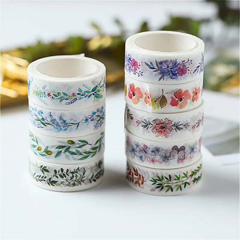 

Hot Sale Flowers Washi Tape Paper Cartoon Planner Masking Tape Adhesive Tapes Stickers Delicate Decorative Stationery Tapes