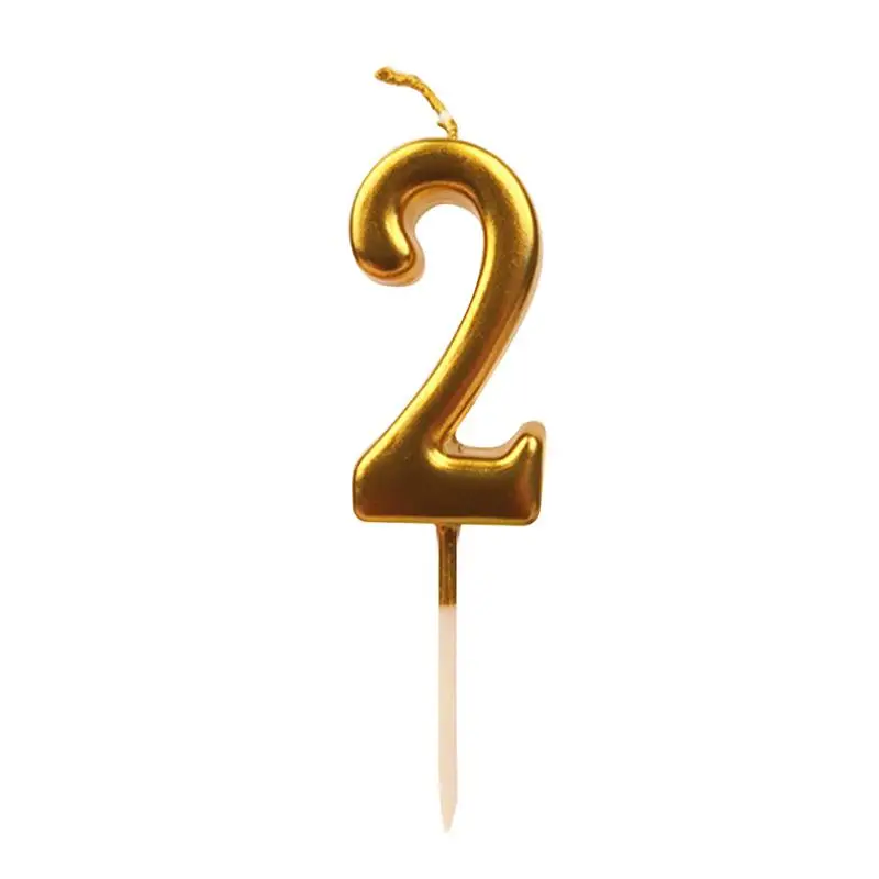 1 шт. номер 2 свечи День памяти смешной Золотой блестящий Топпер для торта
