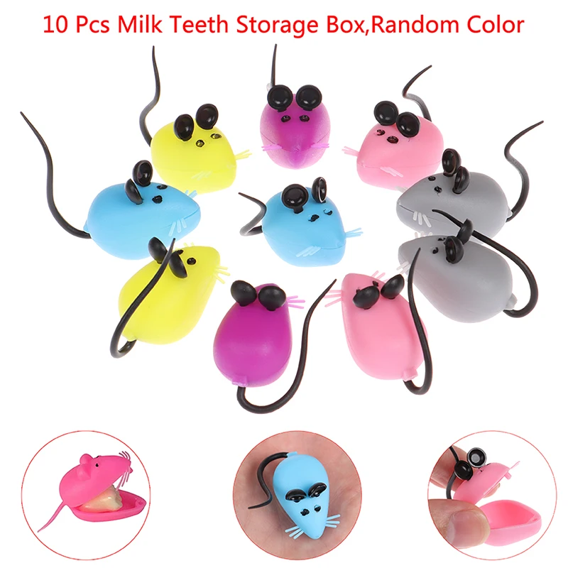 10Pcs Mouse Shape Plastic Milk Teeth Storage Box Baby Organizer Holder Deciduous Tooth Random Color | Дом и сад