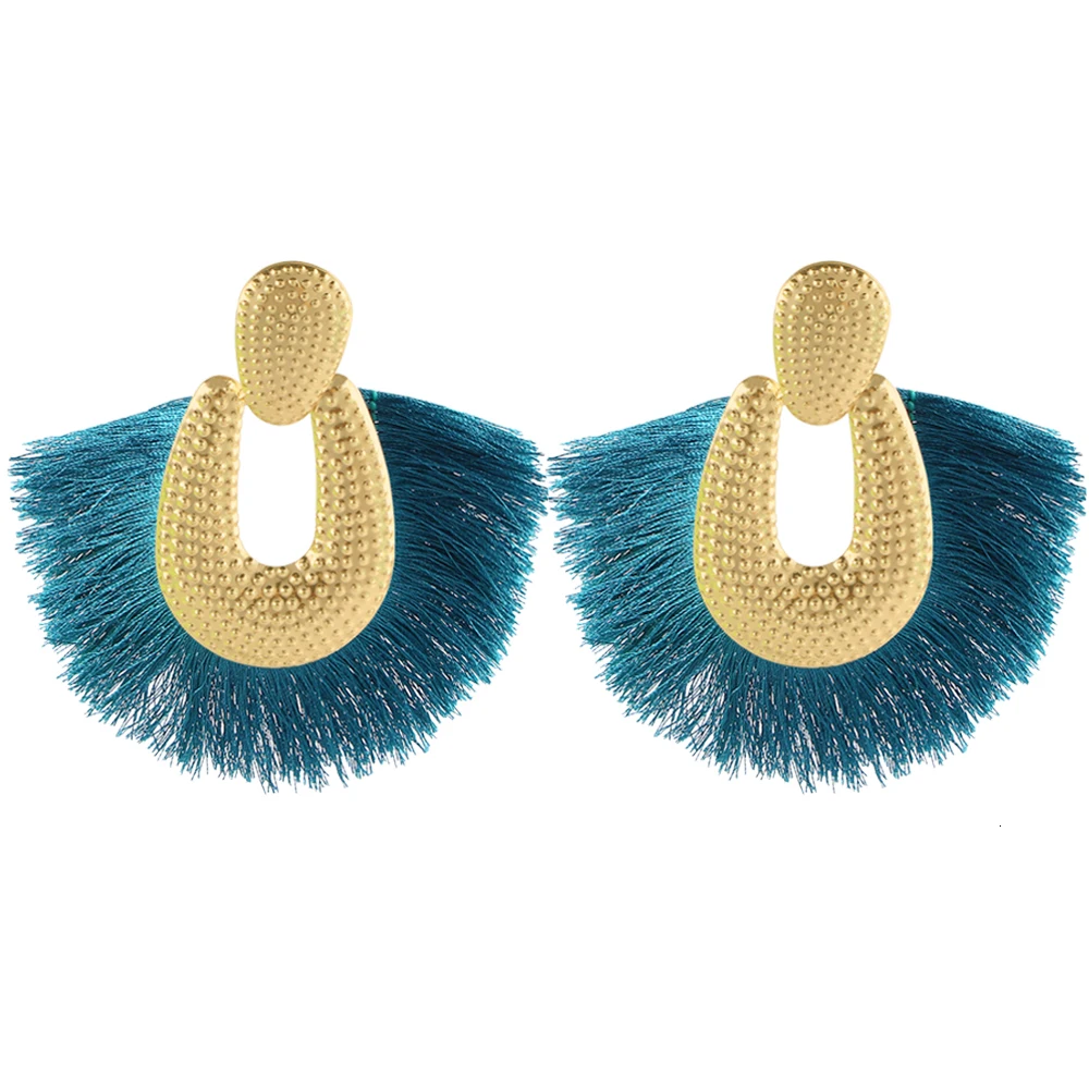 E5809Personality Women Big Tassel Drop Earrings Colorful Bohemia Dangle Earring Fashion Jewelry Ear Drop Special Design Gift CS28