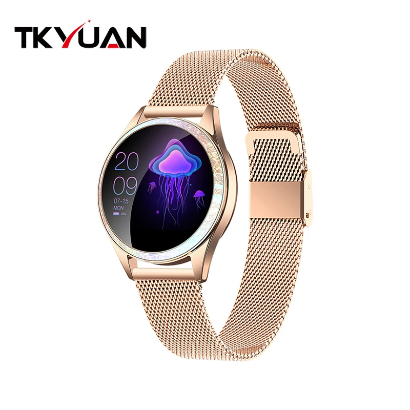 gold metal TKYUAN KW20 Смарт-часы для женщин IP68 Водонепроницаемый мониторинг сердечного ритма Bluetooth для Android IOS смарт-часы pk kw10 - Цвет: gold metal
