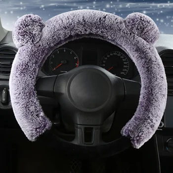 

Hot Short Plush Fluffy Universal Steering Wheel Cover Sweat Absorption Soft Decoration Thick Wrap Winter Warm Protection Non Sli