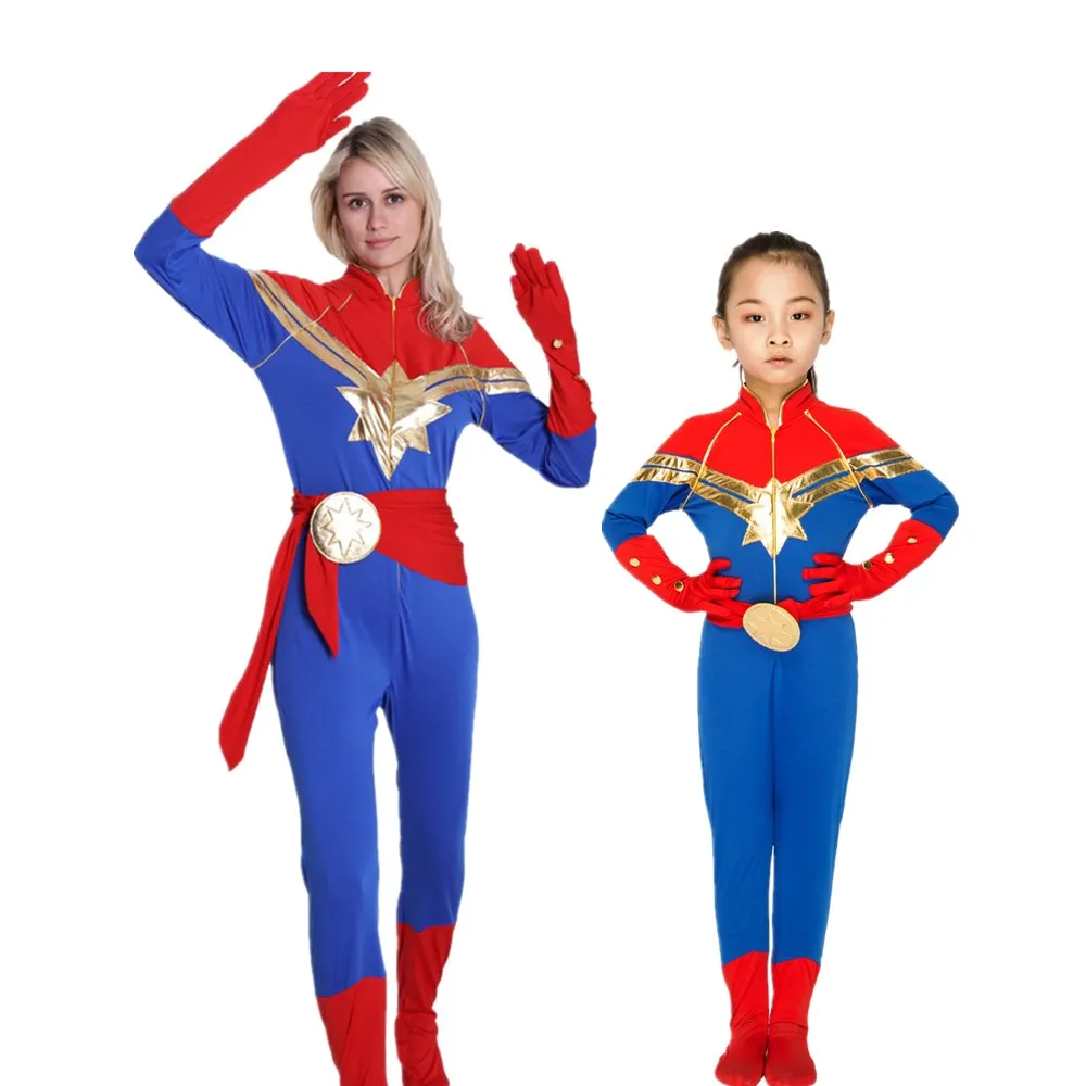 Девушка Женщины Хэллоуин Марвел Капитан маскарадное платье Carol Danvers костюм зентай для косплея боди супергероя костюм комбинезоны аниме