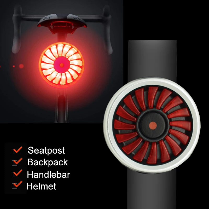 USB Перезаряжаемые для велосипеда, задний светильник 16 светодиодов безопасности Предупреждение езды на велосипеде хвост светильник 5 режимов шлем рюкзак Лампа вспышка светильник s
