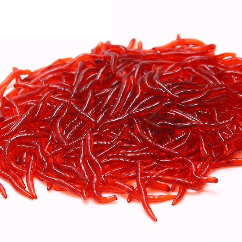

100 pcs/bag Silicone plastic soft bait Lures Model Earthworm 3.5 Cm False Bloodworm Induced Bait Fishing Carp Smell Soft Bait