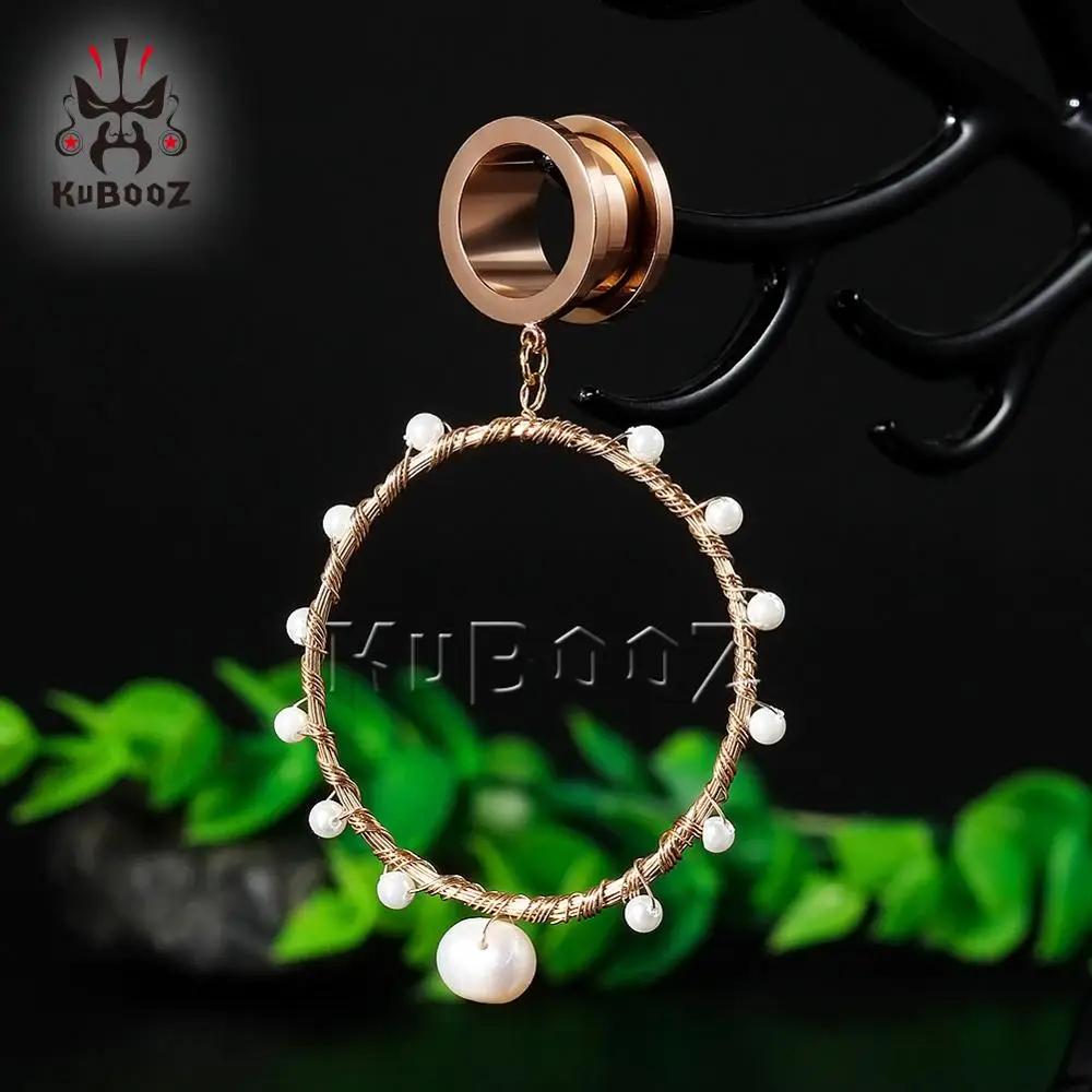 New Fashion Drop Shape Trangle Pearl Ear Piercing Tunnels Ear Dangle Plugs Body Jewelry Ear Gagues Gift For Women Wholesale