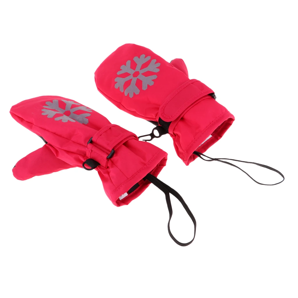 Водонепроницаемые Детские термальные лыжные варежки, перчатки для велоспорта, пешего туризма, сноубординга, Детские Лыжные варежки, перчатки для катания на лыжах, зимние лыжные перчатки - Цвет: Rose Red  S as desc