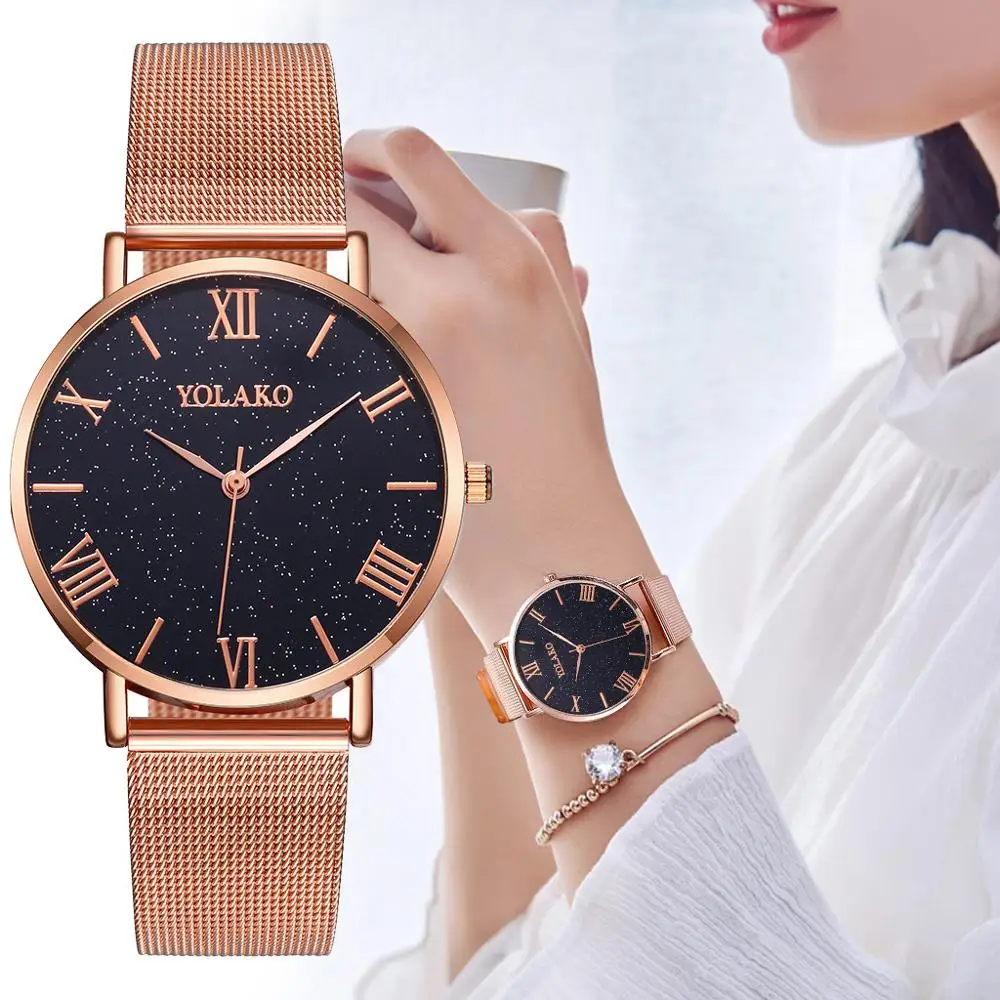 

Simple Style Women Watch 2019 Luxury Starry Sky Ladies Quartz Wrist Watches High Quality Mesh Steel Waterproof Clock Female xfcs