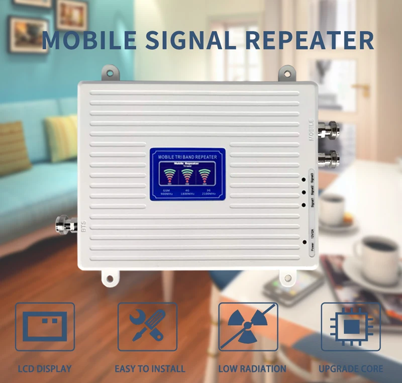 2G 3G 4G Cell Phone Booster Tri Band 900 1800 2100