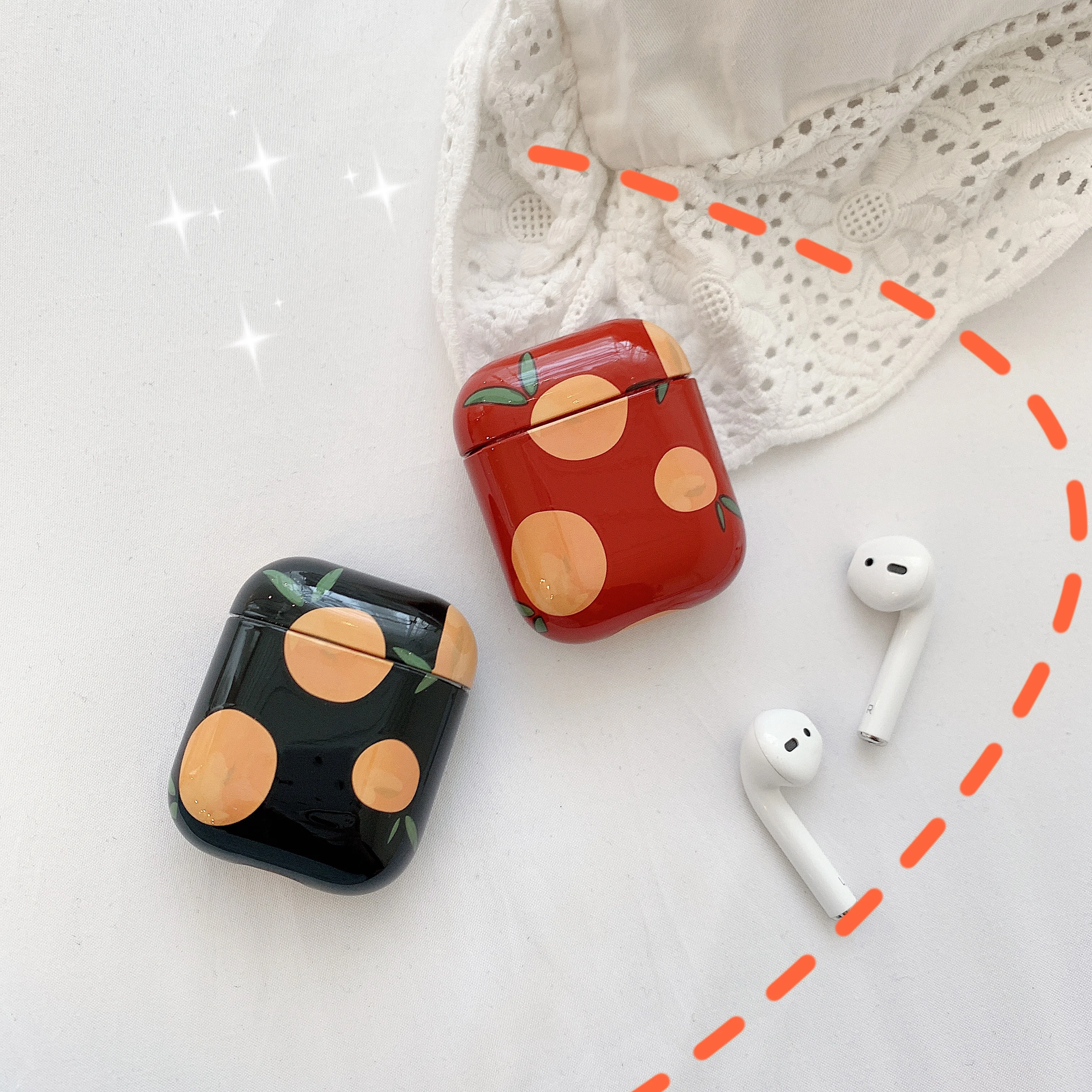 Винтажный Оранжевый глянцевый Жесткий ПК чехол для AirPods беспроводные наушники