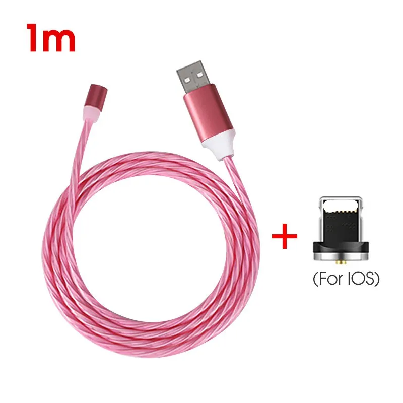 1 м магнитное зарядное устройство type C USB кабель для iPhone для samsung Android Micro USB быстрая зарядка Магнитный кабель провод для мобильного телефона - Цвет: For iSO Red