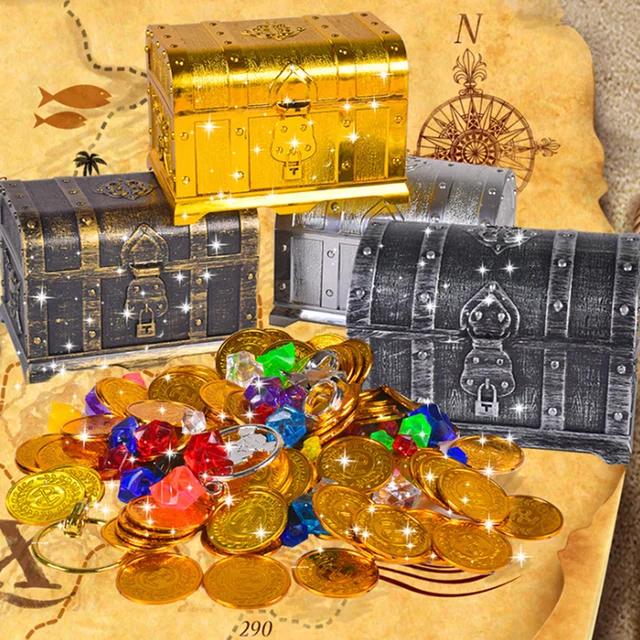 Money Banking Toys Pirate Treasure Chest Child Treasure Chest Coin Toy Play Money Treasure Hunt Game Kids Pretend Play 3