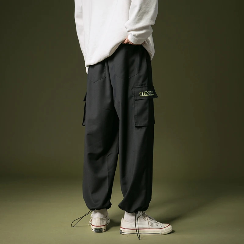 Men's High Waist Printing Casual Pants Sports Pants Loose Trousers Active Elastic Hip Hop Style Black Joggers Sweatpants