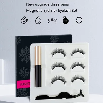 

Magnetic Eyelashes Set 3D Mink False Lashes Natural False Eyelashes Dramatic Makeup Eyelash Tweezer Kit Eye-makeup