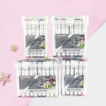 

12/18/24/36/48/60 color double-head marker pen set / student drawing set / marker pen / art supplies