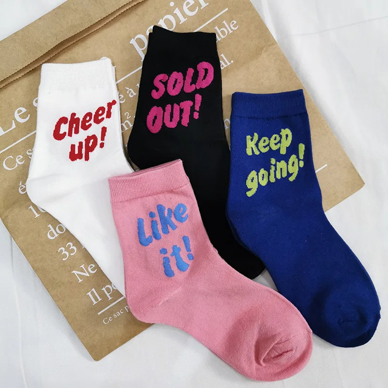 

Trendy Letter Harajuku Style Letters Street Girl Personality Students In Tube Sports Fashion Comfortable Breathable Cotton Socks