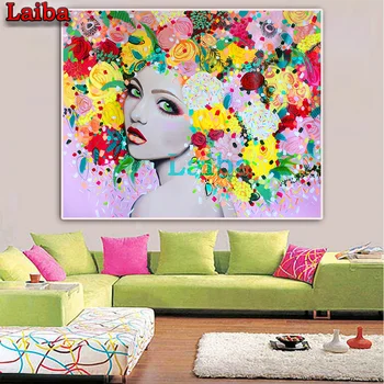 

5D Diamond Embroidery Abstract flower art woman DIY full Square round drill diamond Crossstitch Rhinestones Mosaic decora puzzle