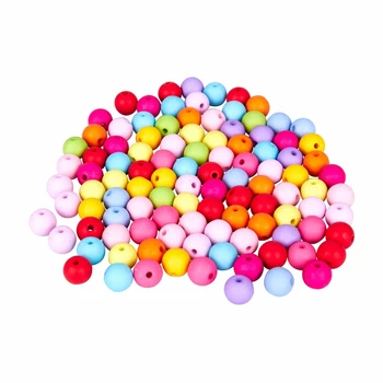

100PCs Acrylic Spacer Beads Round Mixed 10mm(3/8 inch)Dia.