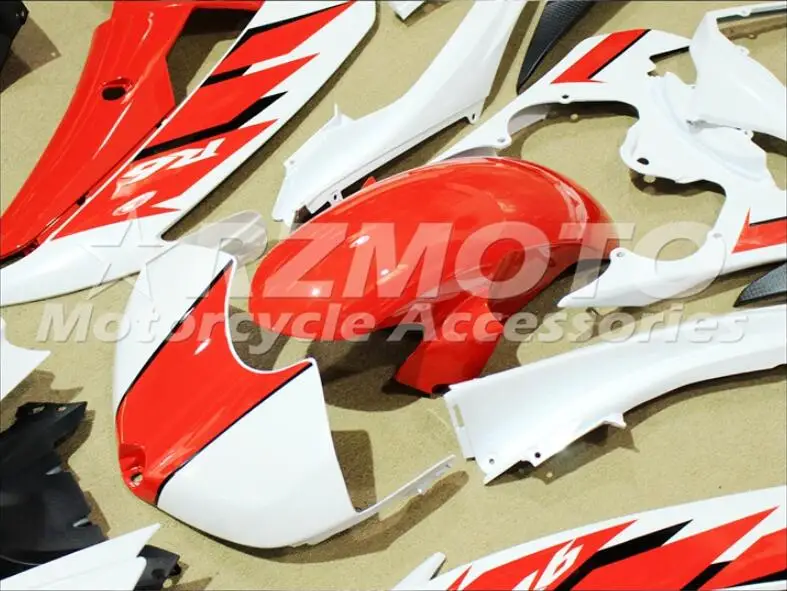 Набор впрыскивателей Мотоцикл Обтекатели Fit для YAMAHA YZF-R6-600 2008- 08-16 обтекателя Кузов Набор изготовленный на заказ красного и белого цвета