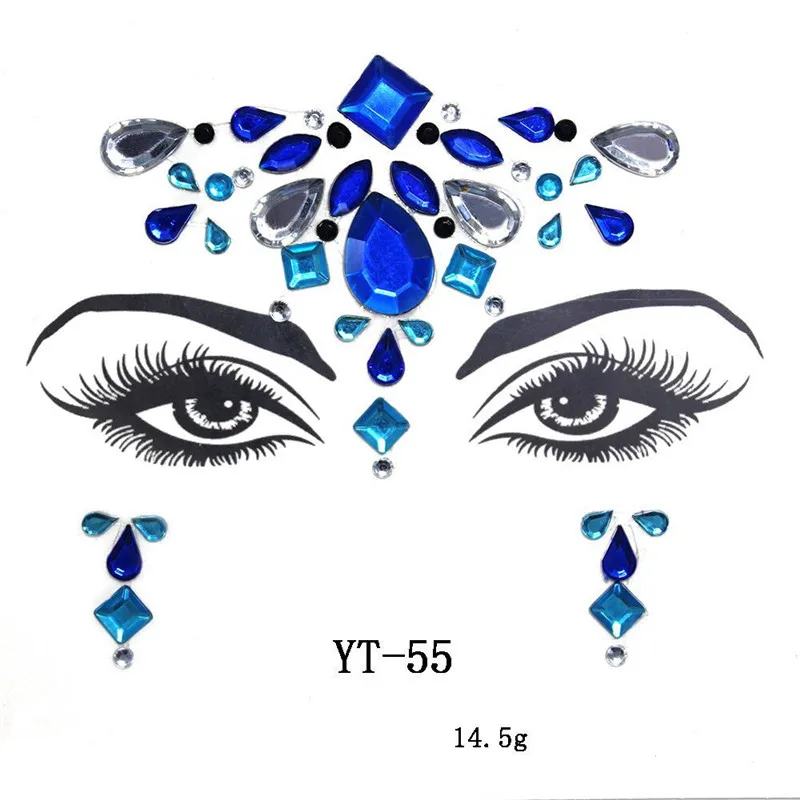 Face Stickers For Halloween Christmas Birthday Wedding Women Beauty Makeup Party Decor Colorful Rhinestone Crystal Sticker | Дом и сад