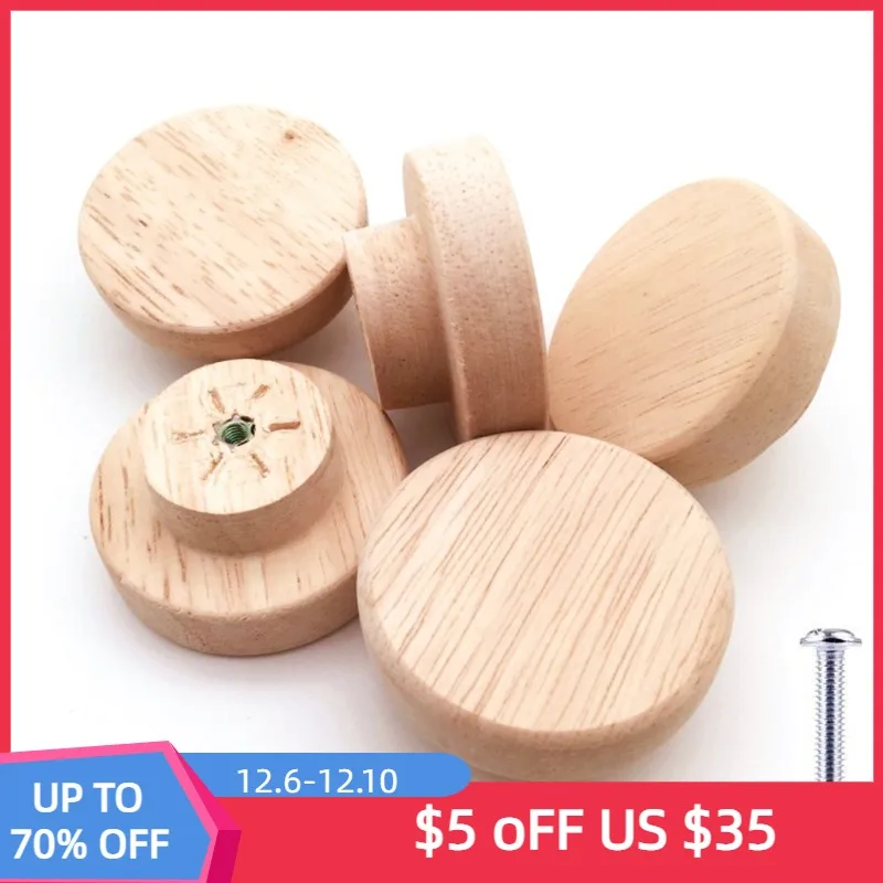 Cabinet Door Wood Knobs Pulls Wardrobe Shoe Cupboards Drawer Round Kitchen Closet Dressing Table Wooden Furniture Handles | Обустройство