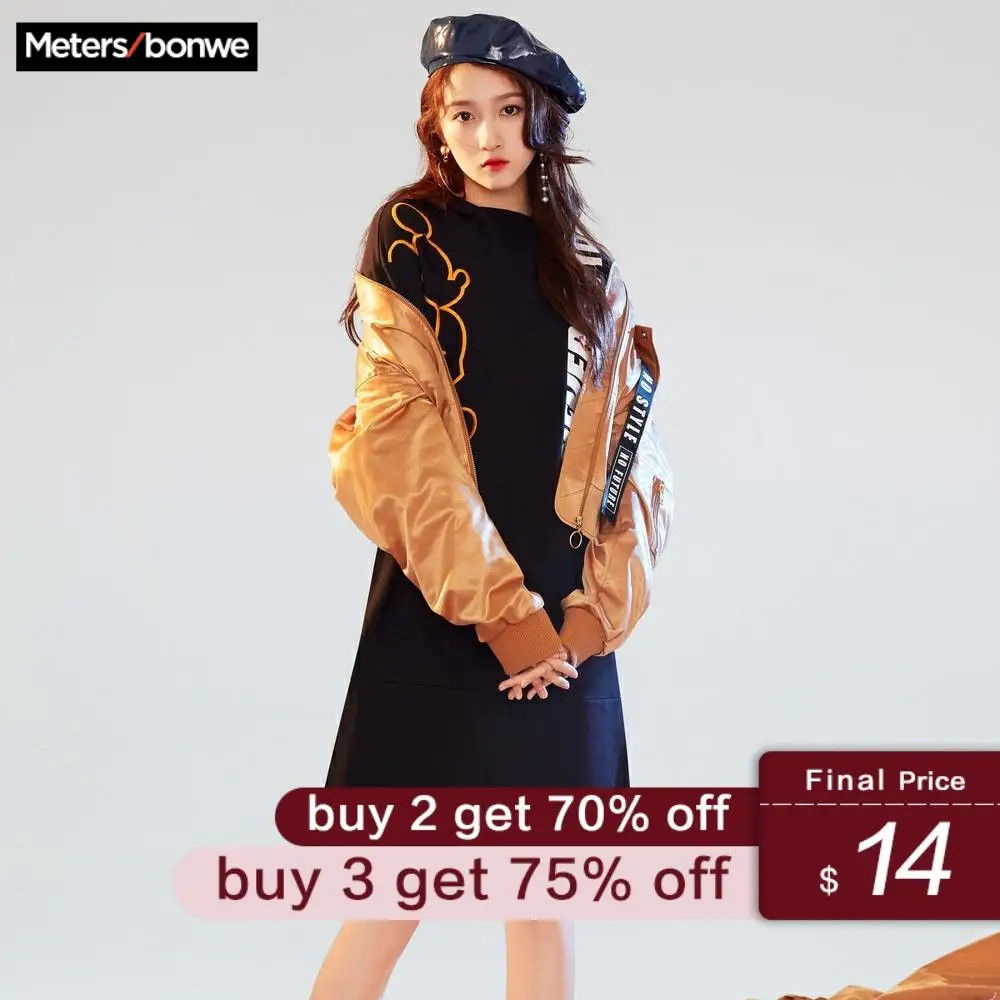 

Metersbonwe Fashion Windbreaker Women Coats Long Sleeve Jackets Bomber Short paragraph Jacket Female Baseball collar Jackets
