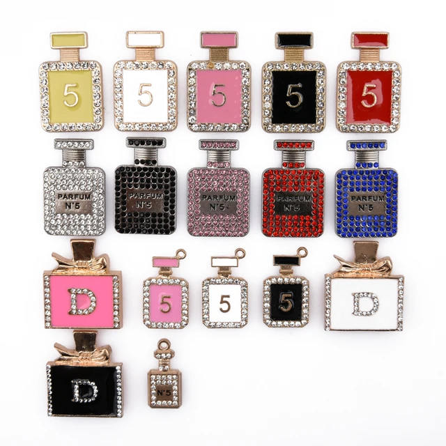 Metal Rhinestone Perfume Bottle No. 5 Croc Shoes Charms Bling Shoe