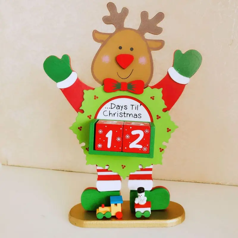 Календарь Advent обратного отсчета на Рождество, снеговик, лось, рождественские украшения, применимые для домашнего офиса, вечерние украшения