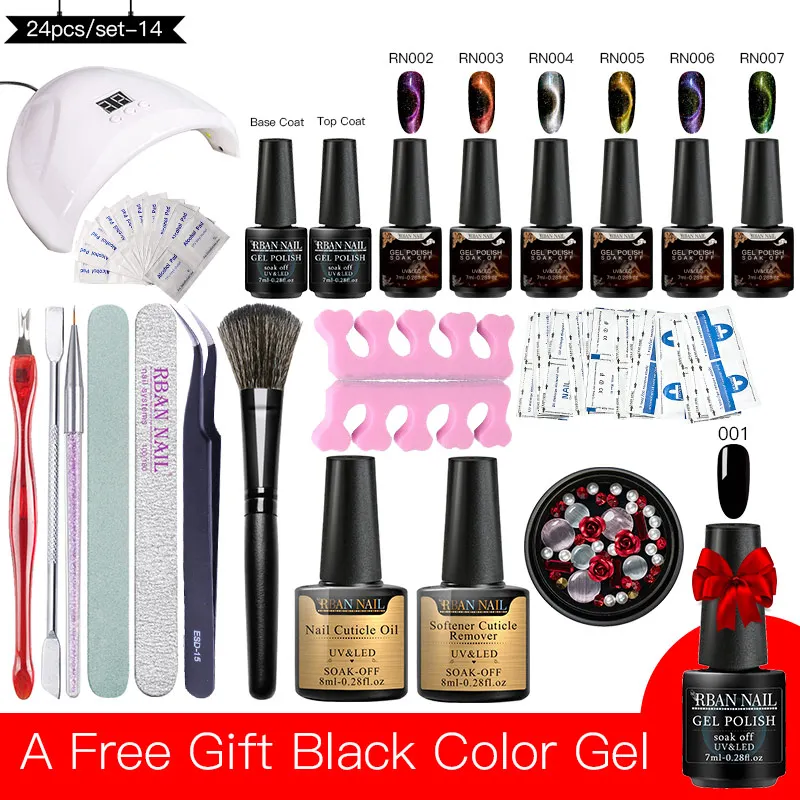 RBAN ногтей УФ набор гель-лаков для ногтей с УФ светодиодный светильник Сушилка красочные гель лак для ногтей наборы ногтей инструменты Гель-лак для маникюра Набор инструментов