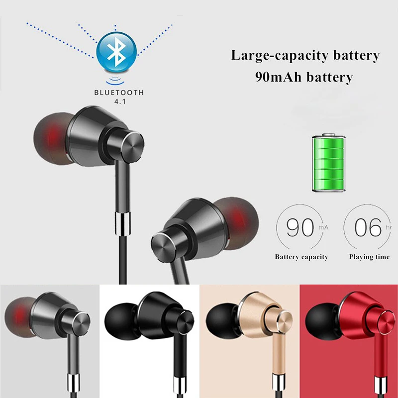 

Magnetic Sweatproof Headset Wireless Bluetooth Earphone Stereo Headset With Mic Volume Controlled Earphone For Sport Support App