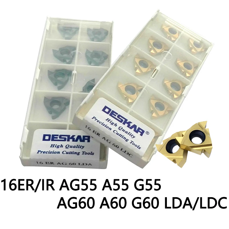 

10PCS DESKAR 16ER AG60 A60 G60 AG55 A55 G55 LDA 16IR AG60 AG55 LDC Threading Insert Turning tools for Indexable tungsten carbide