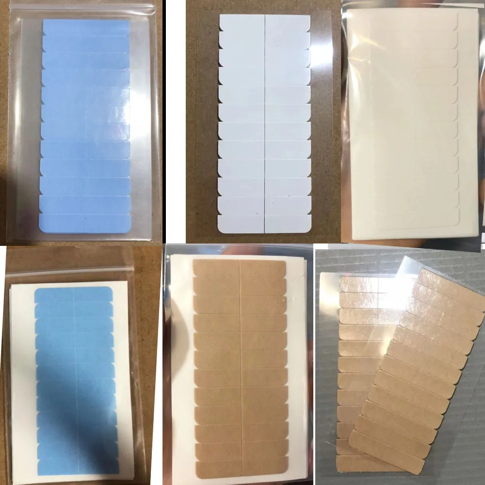 Hair Extension Tape Adhesive 5 sheets(60Tabs) Precut Blue White for Tape Hair Extension Replacement Waterproof for Wigs