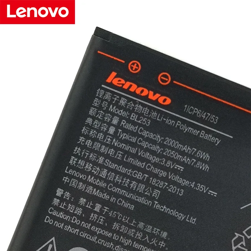 Lenovo 2050mA BL253 Батарея для lenovo A2010 A2800D A3800D A2580 A2860 Vibe 4," A1000 A1000m мобильного телефона