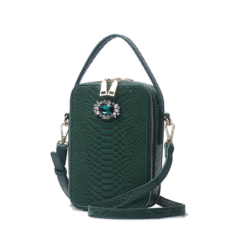 

Fashion Snake Pattern Leather Bag Zipper Designer Round Box Handbag Purse New Arrival