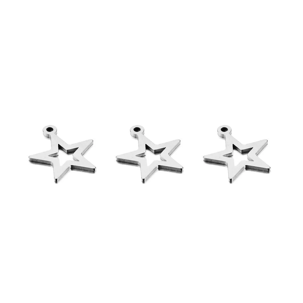 20PCS/Lot Stainless Steel Pentagram Shape Charms Gold Silver Color Hollow Star Connector Charms Pendant DIY Jewelry Makings