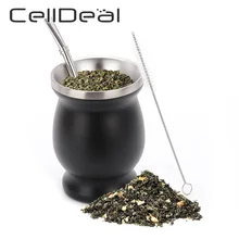 Чайная Тыква Yerba Mate, 8 унций, нержавеющая сталь, с ложкой, соломенная щетка для очистки, двойная тыква, чашка 230 мл, Легкая очистка Чайная Тыква Yerba Mate, 8 унций, нержавеющая сталь, с ложкой, соломенная щетка для очистки, двойная тыква, чашка 230 мл, Легкая очистка
