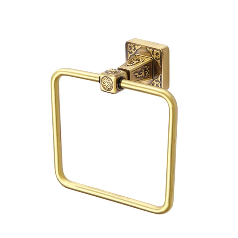 

1PC Brass Towel Ring European Style Antique Square Towel Rack Pendant Carved Towel Ring