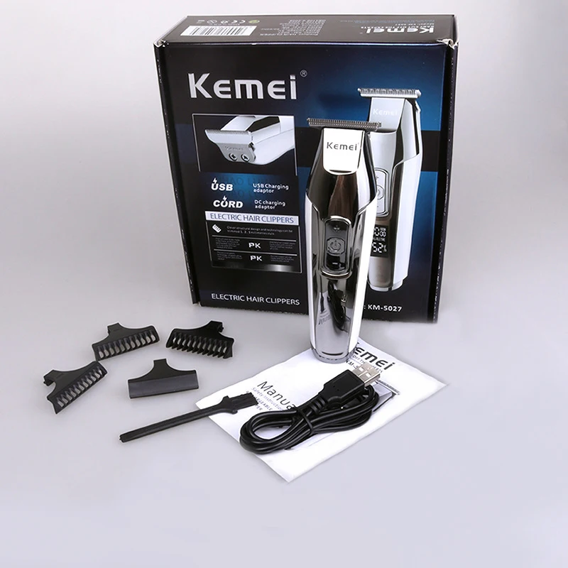 with box Kemei электробритва, Парикмахерская, для мужчин, беспроводная, RechargeableTrimmer, ЖК-дисплей, цифровой дисплей, машинка для стрижки волос, тример для бороды, F30 - Цвет: with box