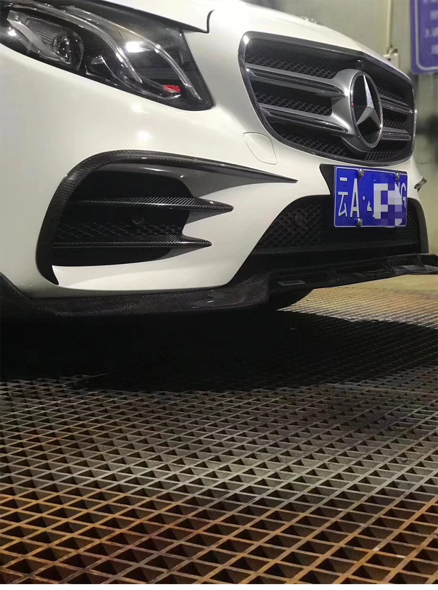 W213 карбоновый передний бампер для губ Canard для Mercedes-Benz E300 E200 E400 E260 внешняя отделка стиль ветер knife2016