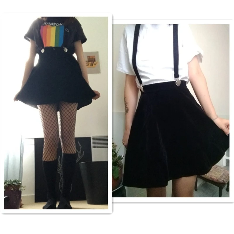 Короткая юбка женская бархатная с лямками|strap skirt|women skirtskirt harajuku |