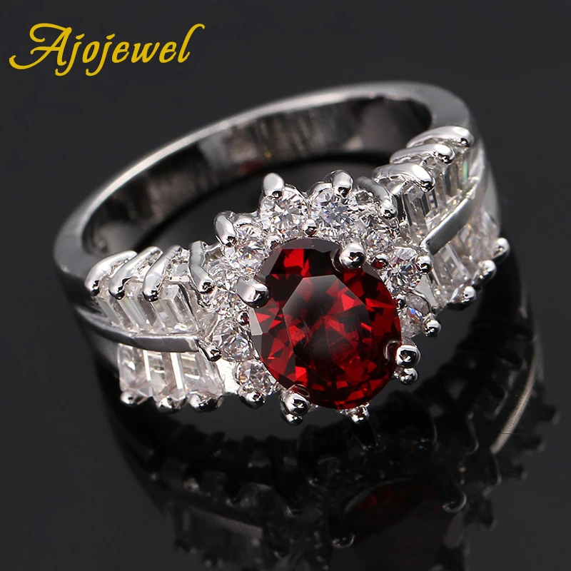 Ajojewel циркониевое кольцо в форме яйца, роскошные ювелирные изделия, кольца для женщин, обручальные ювелирные изделия, Красный Фиолетовый Bijoux - Цвет основного камня: Красный